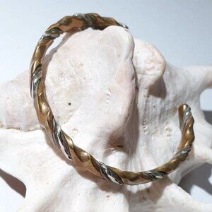 Mixed Metal Copper Pewter Twist Cuff Bracelet Copper Sil…